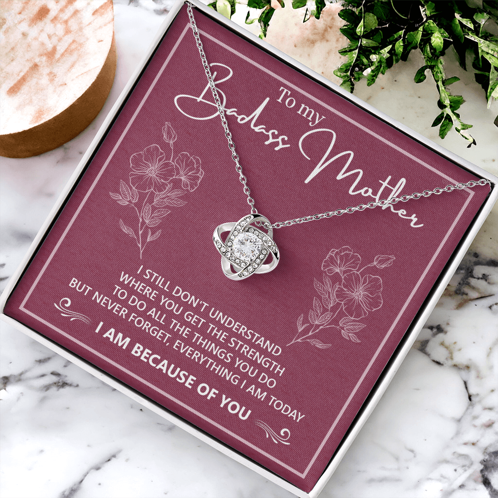Badass Mother Necklace, To My Badass Mother Love Knot Necklace, Badass Mom Gift Necklace, Badass Mother Necklace Gift From Daughter, Mother's Day Necklace Gift For Mom, Jewelry Gift For Women Badass