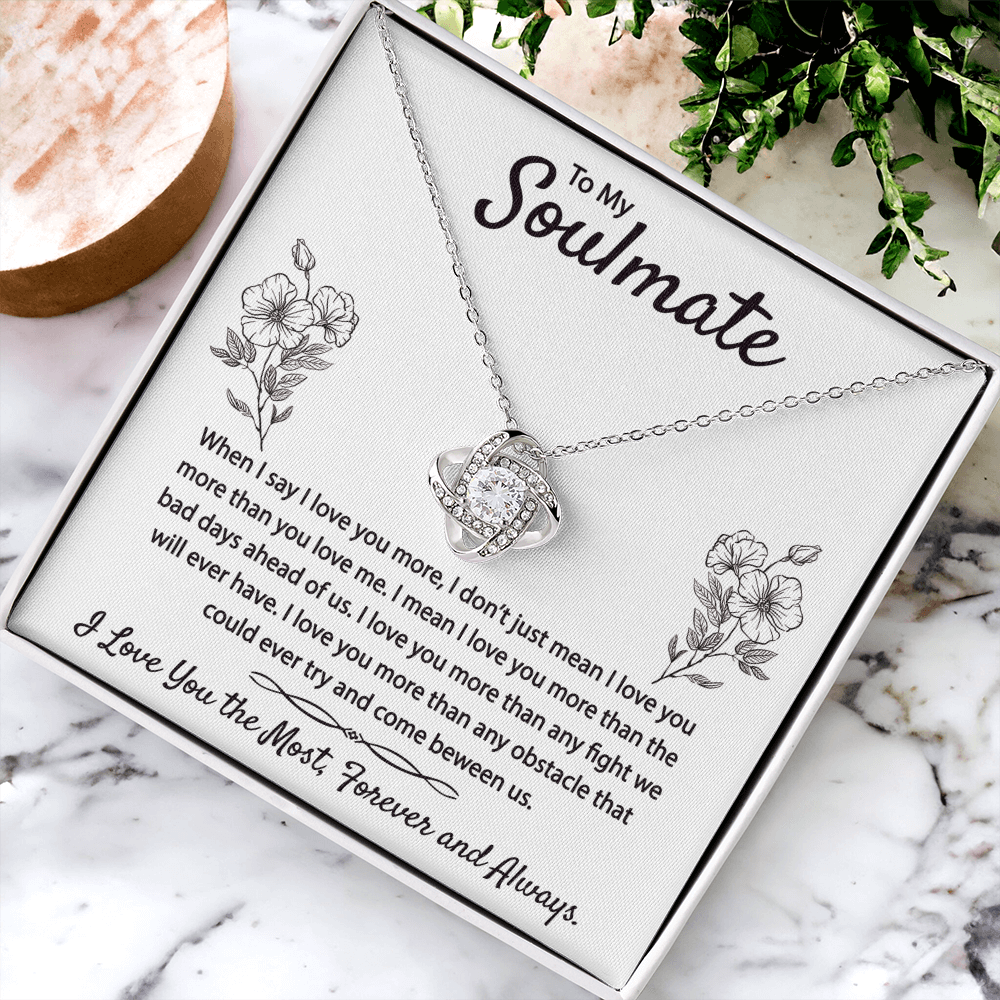 To My Soulmate Necklace From Husband Boyfriend Love Knot Necklace Gift For Soulmate Girlfiend To My Wife Gift Necklace with Message Card Gift Necklace for Her Romantic Girlfriend Gift Necklace