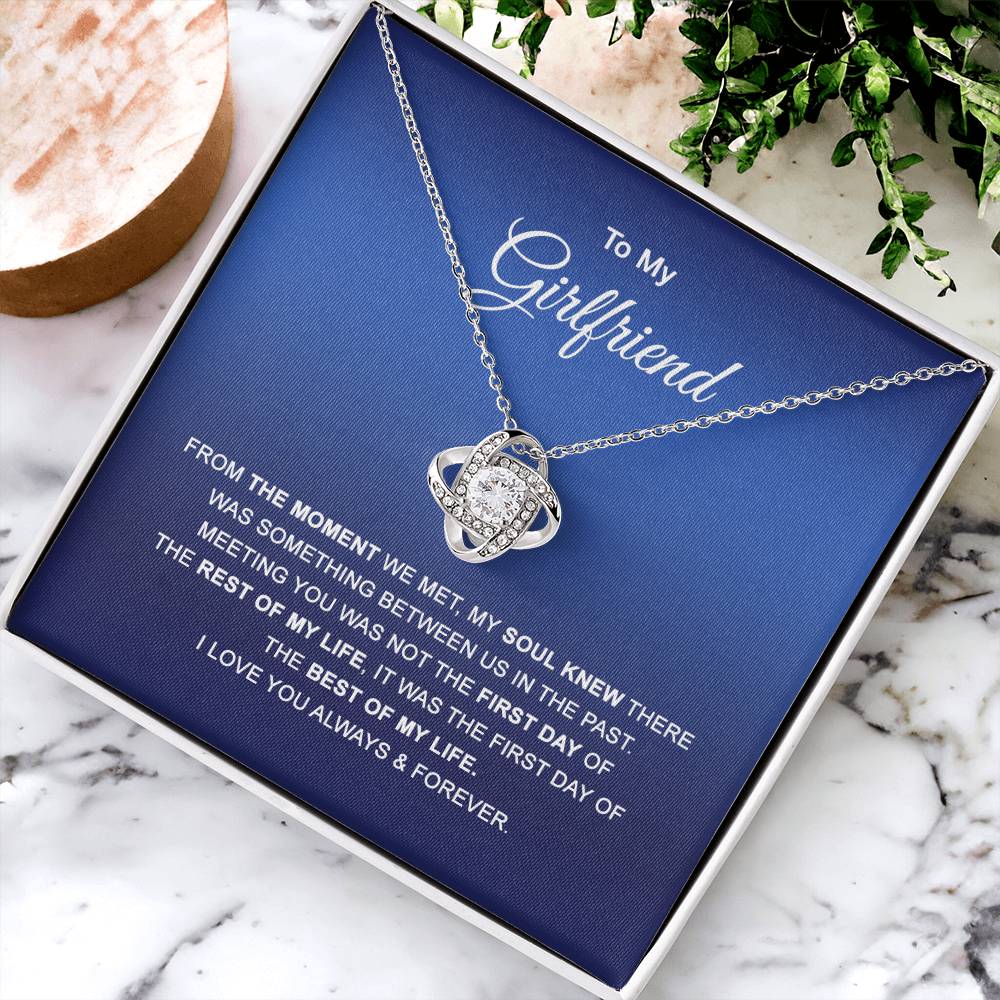 To My Girlfriend Necklace, Valentines Soulmate Gifts, Love Knot Necklace From Boyfriend, Husband, Girlfriend Gift Necklace - Jewelry Gift For Girls, Love Knot Pendant Gift For Girlfriend, Soulmate