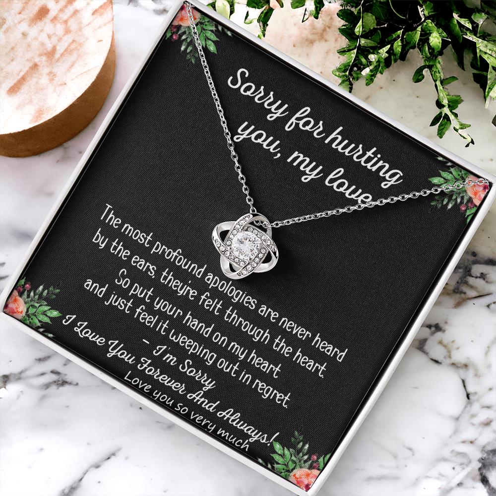 Apology Gift Necklace for Her, Forgiveness Gift, My Love Love Knot Necklace For Girlfriend, I'm Sorry Necklace Gift From Boyfriend, Husband To Wife, Girlfriend Love Knot Jewelry Gift For Girls