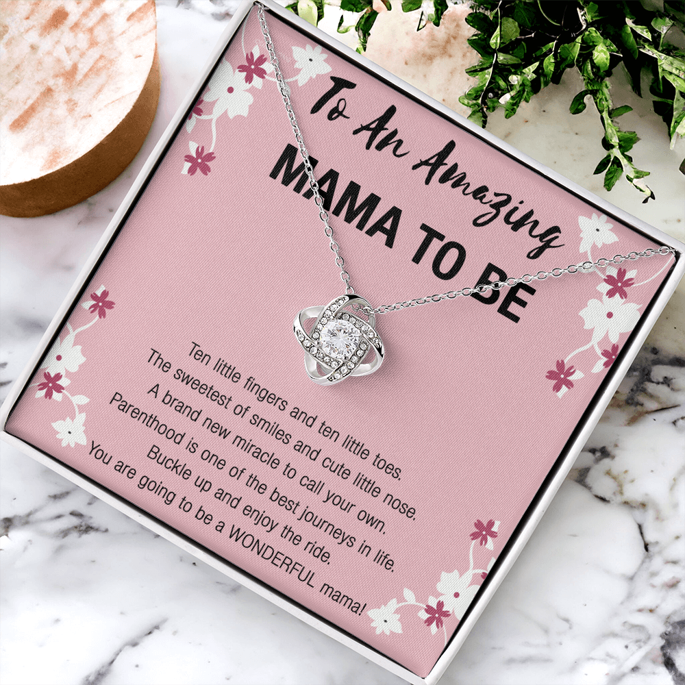 Mama To Be Necklace, To An Amazing Mama To Be Necklace From Daughter, Little Girl Necklace Gift For Mom, Wonderful Mama Pendant, Daughter And Mother Love Knot Necklace Gift For Mom Jewelry To Mama