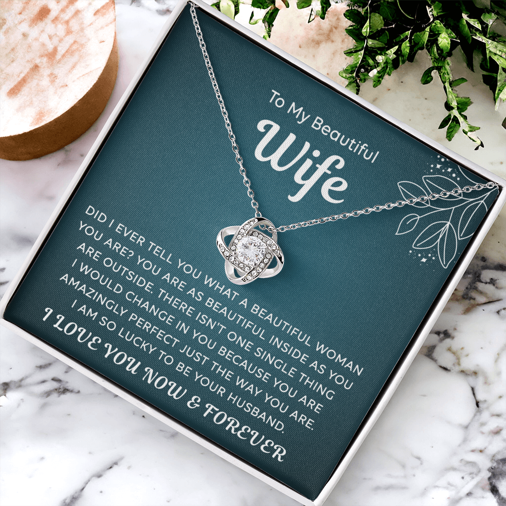 Wife Gift Necklace, To My Beautiful Wife Necklace From Husband, Wife Love Knot Necklace From Husband, Jewelry Gift For Women, Beautiful Women, Badass Wife Gift Necklace, Soulmate Gift Necklace