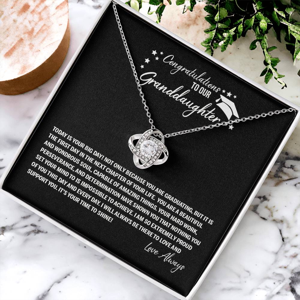 Congratulations Necklace Gift For Her, To Our Granddaughter Love Knot Necklace From Grandparents, Necklace Gifts On Phd Graduation Gifts High School Graduation Gift Graduating Class of 2024 Senior Love Knot Necklace 6323