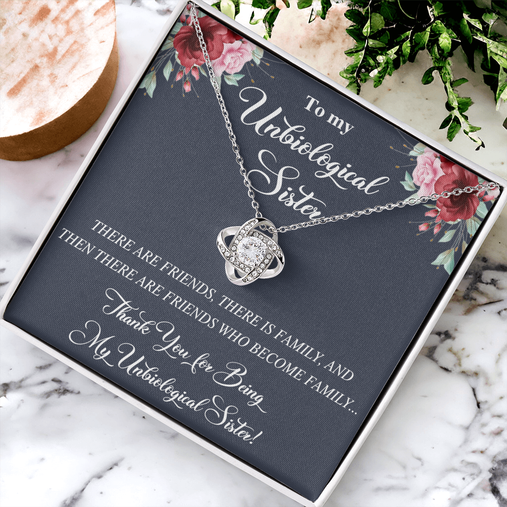 To My Sister Unbiological Gift Necklace - Best Friend Jewelry To My Unbiological Sister Love Knot Necklace From Brother, Sister BFF Gift Necklace Friendship Necklace Sister Jewelry Gifts for Women