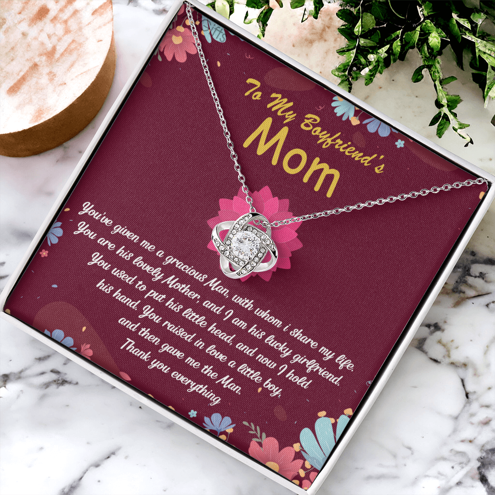 To My Boyfriends Mom Necklace From Girlfriend, Boyfriend's Mom Gift Necklace, Boyfriend Mom Gifts Jewelry For Boyfriend's Mom, Love Knot Necklace Gift For Boyfriends Mom On Mothers Day, Christmas