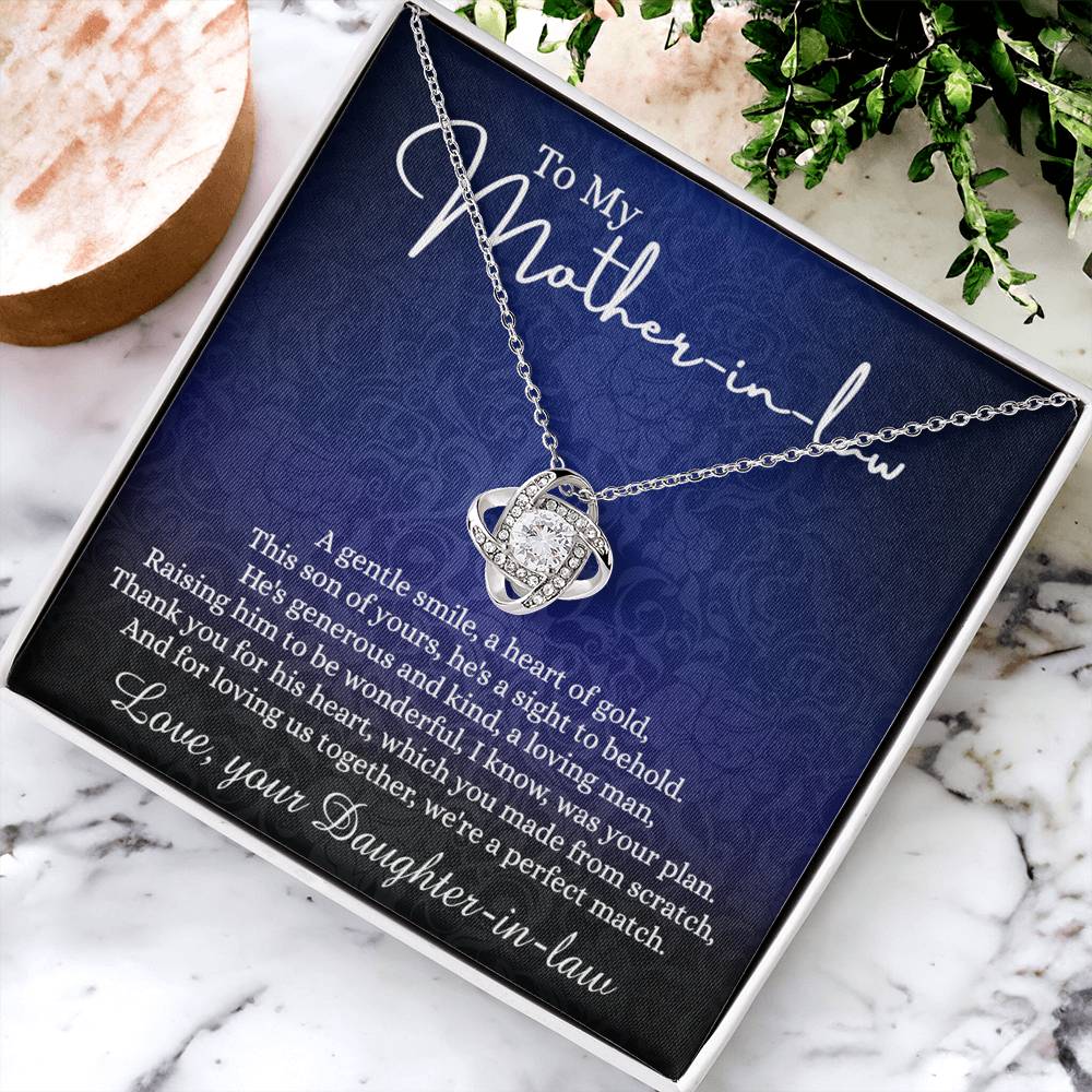 To My Mother in Law Gift Necklace, Mother in Law Love Knot Necklace Gift From Daughter In Law, Jewelry Gift For Women, To My Mother-in-law on Wedding Day Mother's day Necklace Gift Birthday For Mom Love Knot Necklace 6323
