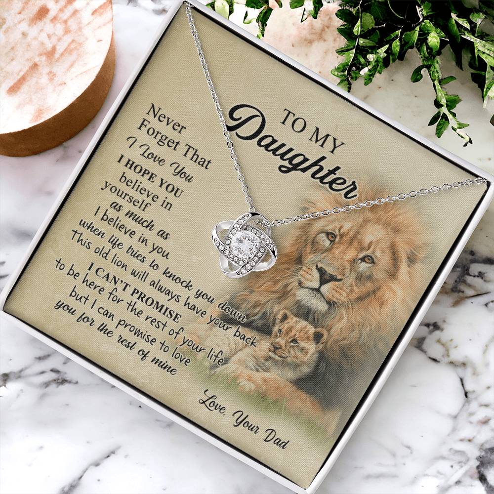 To My Daughter Gift Necklace from Dad Old Lion Your Back Believe Rest of Mine Personalized Gift Necklace Chain Gift on Birthday Graduation Gift Jewelry Gift For Girls, Little Girl Necklace
