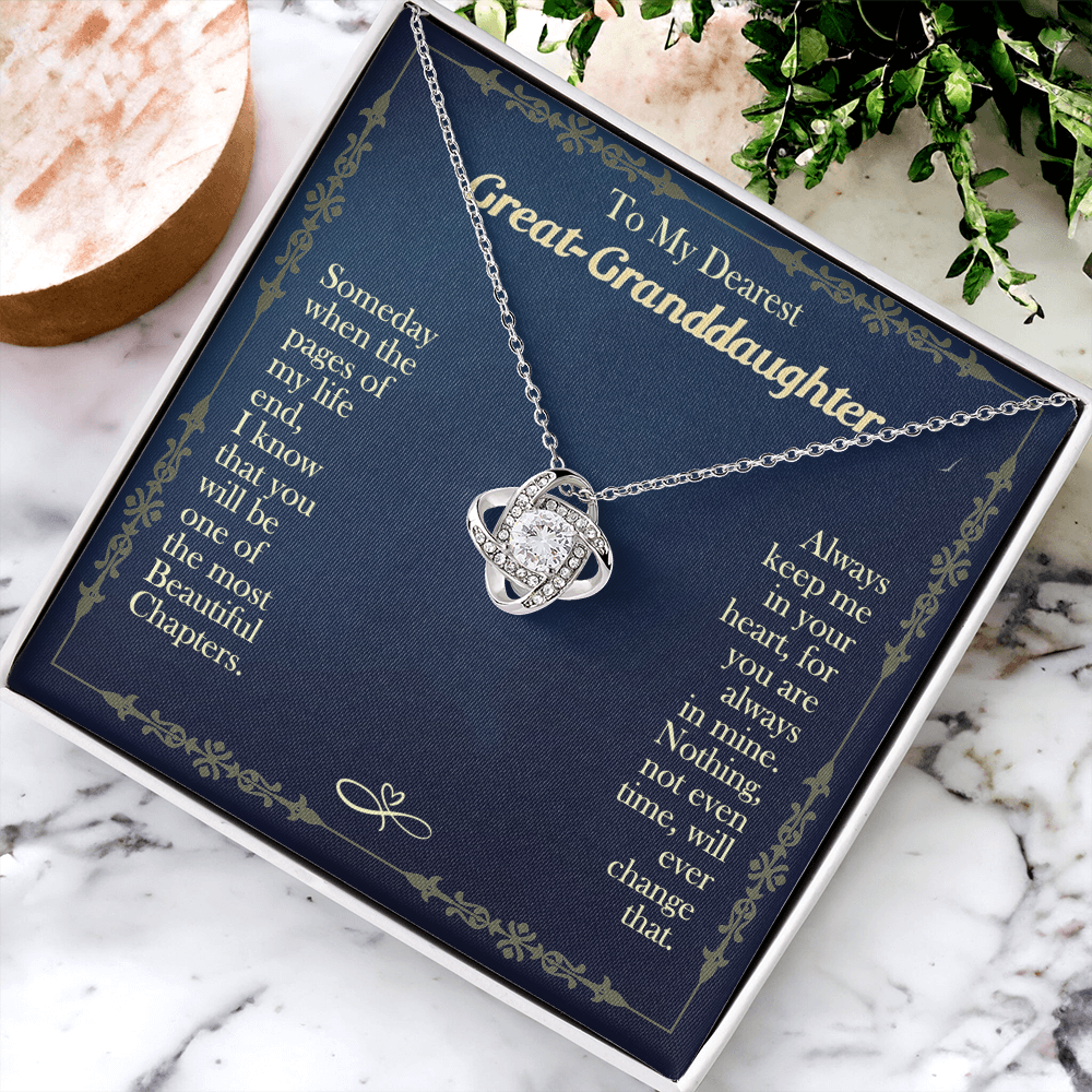 Granddaughter Gifts Necklacce from Grandma - To My Dearest Great Granddaughter Love Knot Necklace from Grandma Jewelry Gift for Girls, Granddaughter Pendant Necklaces gifts Birthday Graduation Gift