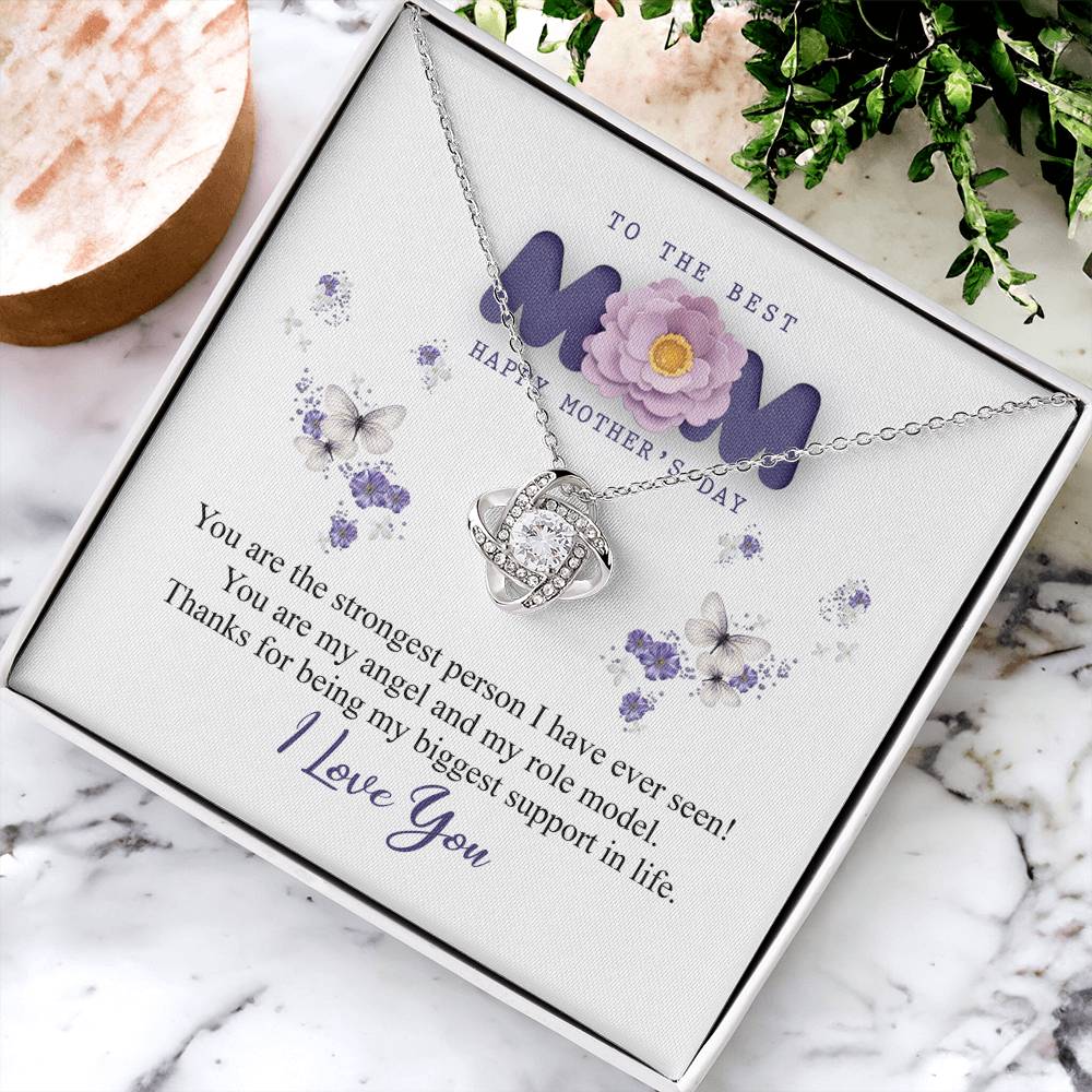 Happy Mother's Day Necklace, To The Best Mom Necklace From Daughter, Mothers Day Gift Necklace, Thank You Necklace Gift For Mom, Jewelry Gift For Women, Mother And Daughter Necklace Gift On Birthday Love Knot Necklace 6323