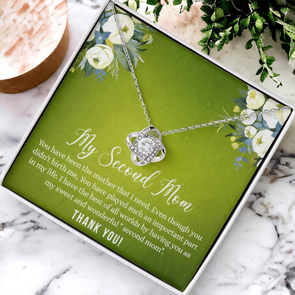 Second Mom Necklace, To My Second Mom Love Knot Necklace Gift From Daughter, Mother And Daughter Gift Necklace Personalized Gift Necklace For Mom, Thank You Love Knot Necklace Gift For Women