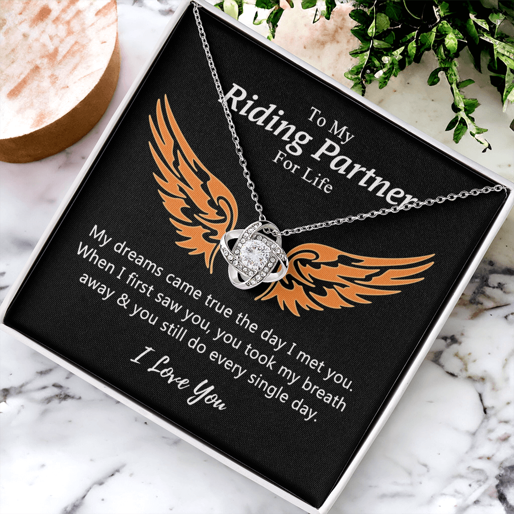 To My Riding Partners For Life Necklace, Gift Necklace For Motorcycle Wife, Love Knot Necklace Gift For Biker Wife, Necklace Gift for Girlfriend, Wife on Valentines Day, Romantic Gift Neklace Birthday