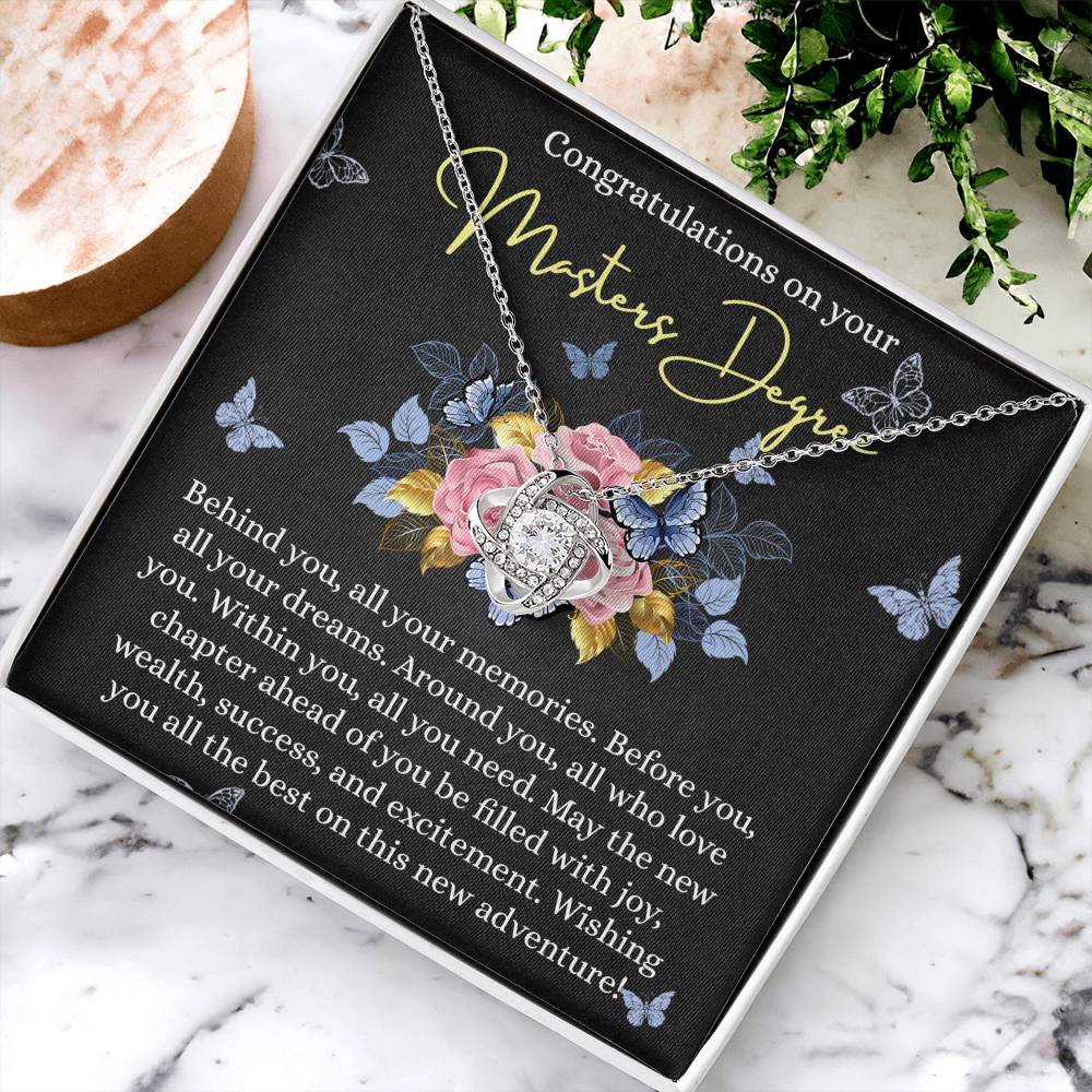 Masters Degree Gift Necklace, Graduation Necklace Gift For Her, Masters Graduation Gift, Sentimental Gift Necklace On PhD Graduation Gift Graduating Class of 2025 Graduation Gift Masters Degree Love Knot Necklace 6323