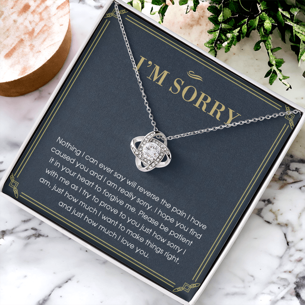 I'm Sorry Gift Necklace For Her, For Girlfriend, Soulmate, I Am Really Sorry Gift Necklace, I'm Sorry Love Knot Necklace From Boyfriend, Husband - Love Knot Pendant Gift For Girlfriend, Soulmate