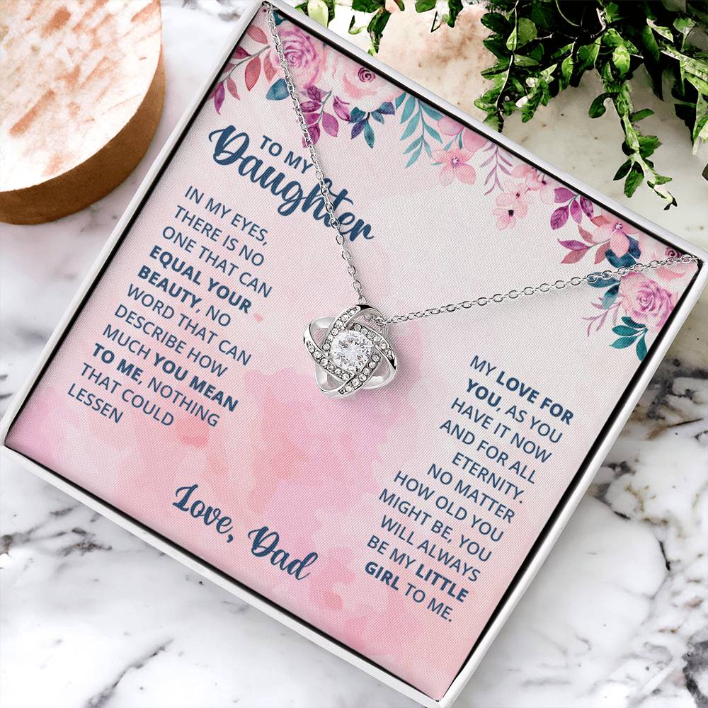 Father To Daughter Gifts Necklace From Dad, Father And Daughter Love Knot Necklace, To My Daughter Necklace From Daddy On Graduation, Birthday, Valentines, Christmas For Daughter Beautiful Girl