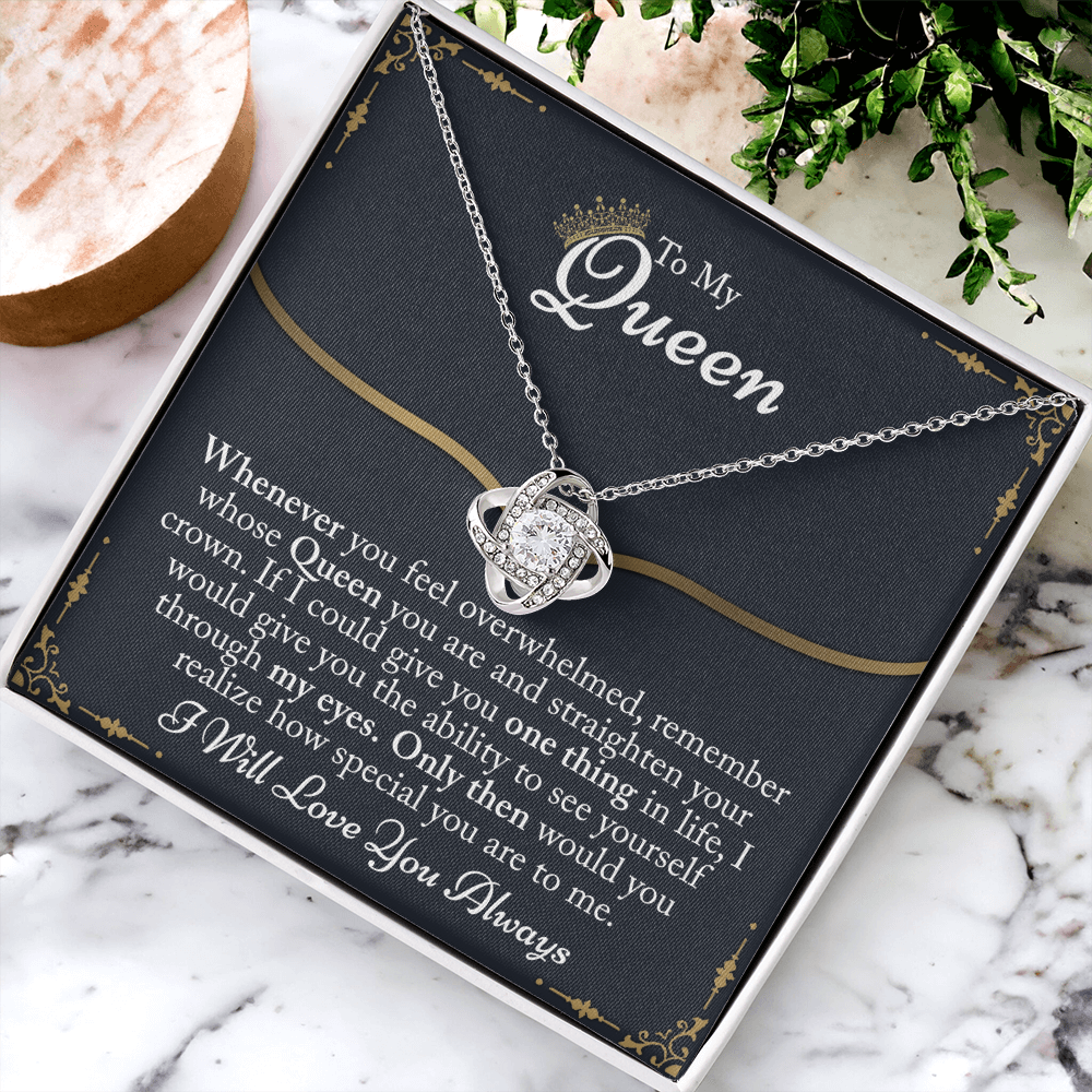 To My Queen Gift For Her Jewelry Gift Her Gift for Her Christmas Necklace From Boyfriend, Husband, Girlfriend Gift Necklace - Jewelry Gift For Girls, Love Knot Pendant Gift For Girlfriend, Soulmate