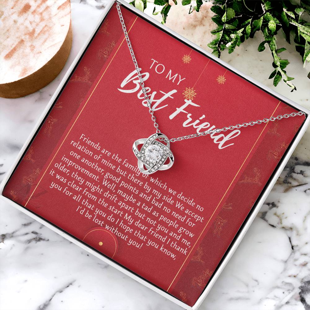 To My Best Friend Christmas Necklace From Friend, Jewelry Gift For Friend, Christmas Love Knot Necklace For Friend, BFF Best Friend Gift Necklace On Anniversary, Christmas Friends Are The Family