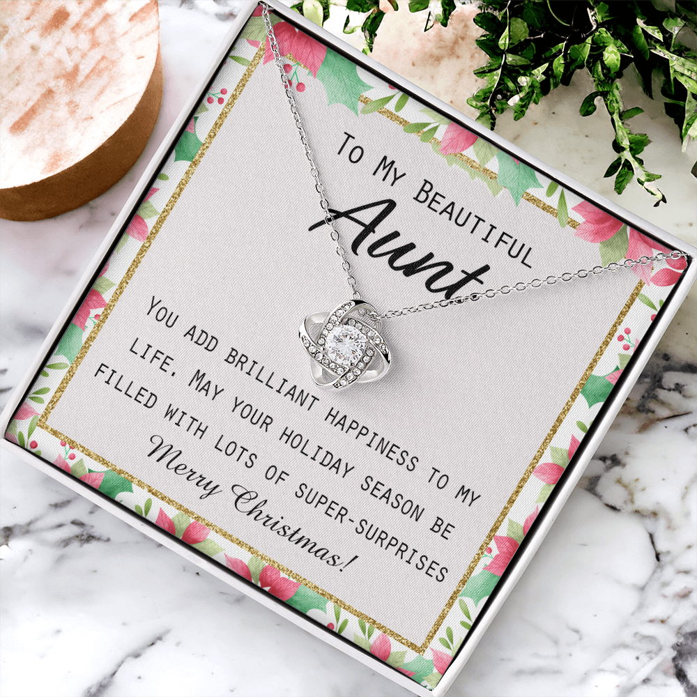 To My Beautiful Aunt Christmas Gift Forever Love Necklace Auntie Jewelry Gift For Girls And Box from Niece or Nephew Merry Christmas Gift for Aunt Jewelry For Girls