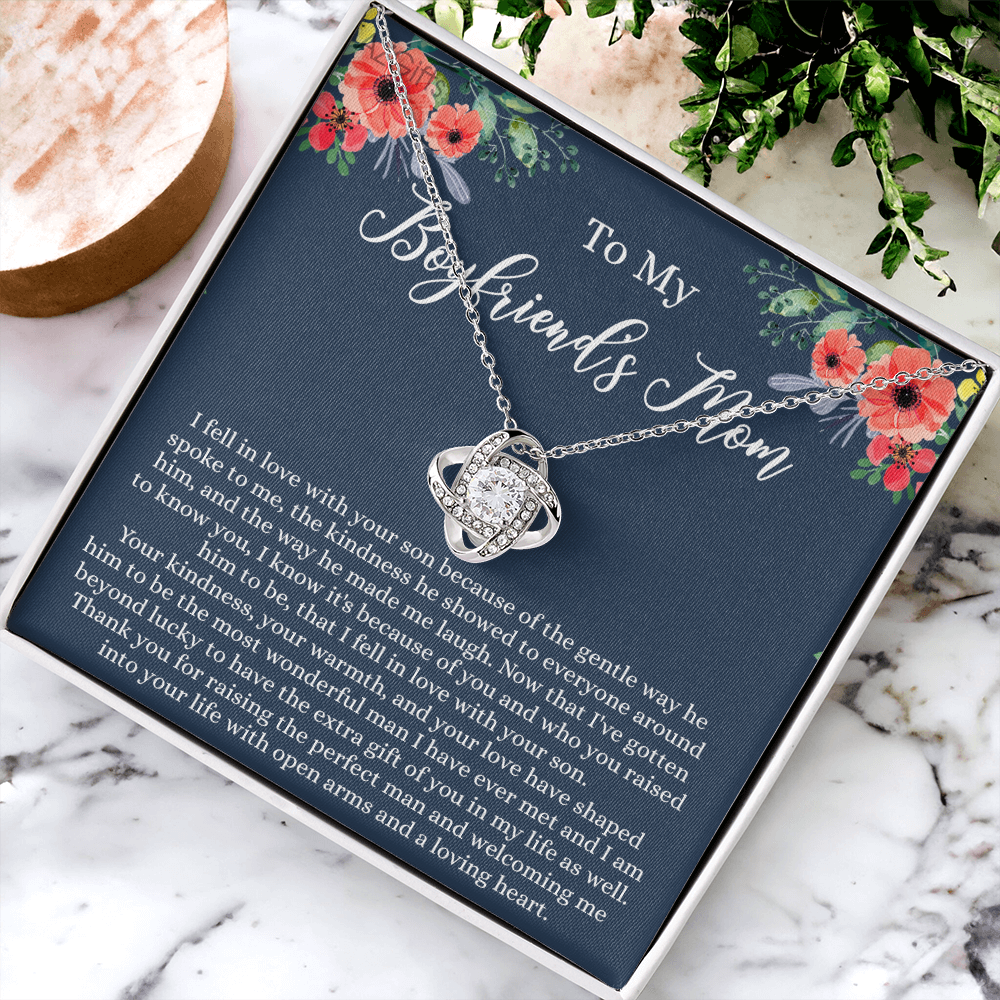 Gift For Boyfriend's Mom Necklace, To My Boyfriend's Mom Love Knot Necklace, Gift To My Boyfriend's Mom Necklace For Mothers Day Birthday Gift Christmas Retirement Jewelry For Women Girlfriend's