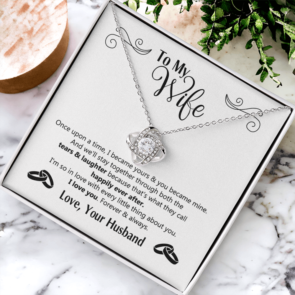 To My Wife Necklace Gift From Husband, Love Your Husband Love Knot Necklace Gift For Wife Soulmate Gift Necklace Girlfriend Husband To Wife Love Knot Pendant Jewelry Gift For Women, Woman Necklace