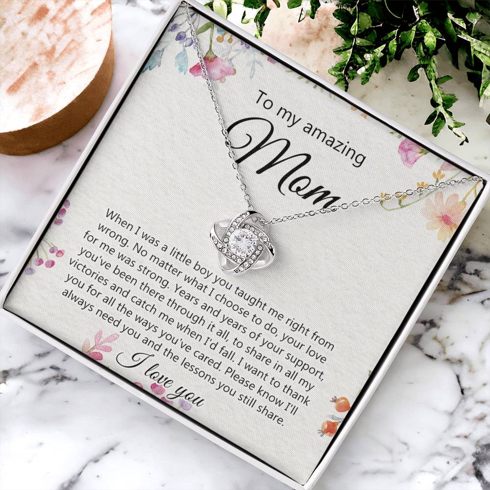 Amazing Mom Gift Necklace, To My Amazing Mom Love Knot Necklace for Mother Day Gift From Daughter Son Necklace Gift For Mom, Mother Gift Necklace Thank You Mom, Mother Necklace Birthday Gift for Mom Love Knot Necklace 6323