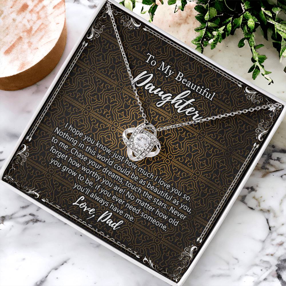 Daughter Gift Necklace, Father To My Beautiful Daughter Necklace From Dad, Jewelry Necklace Meaningful Pendant Personalized Necklace Gifts To Daughter, Father And Daughter Jewelry Gifts