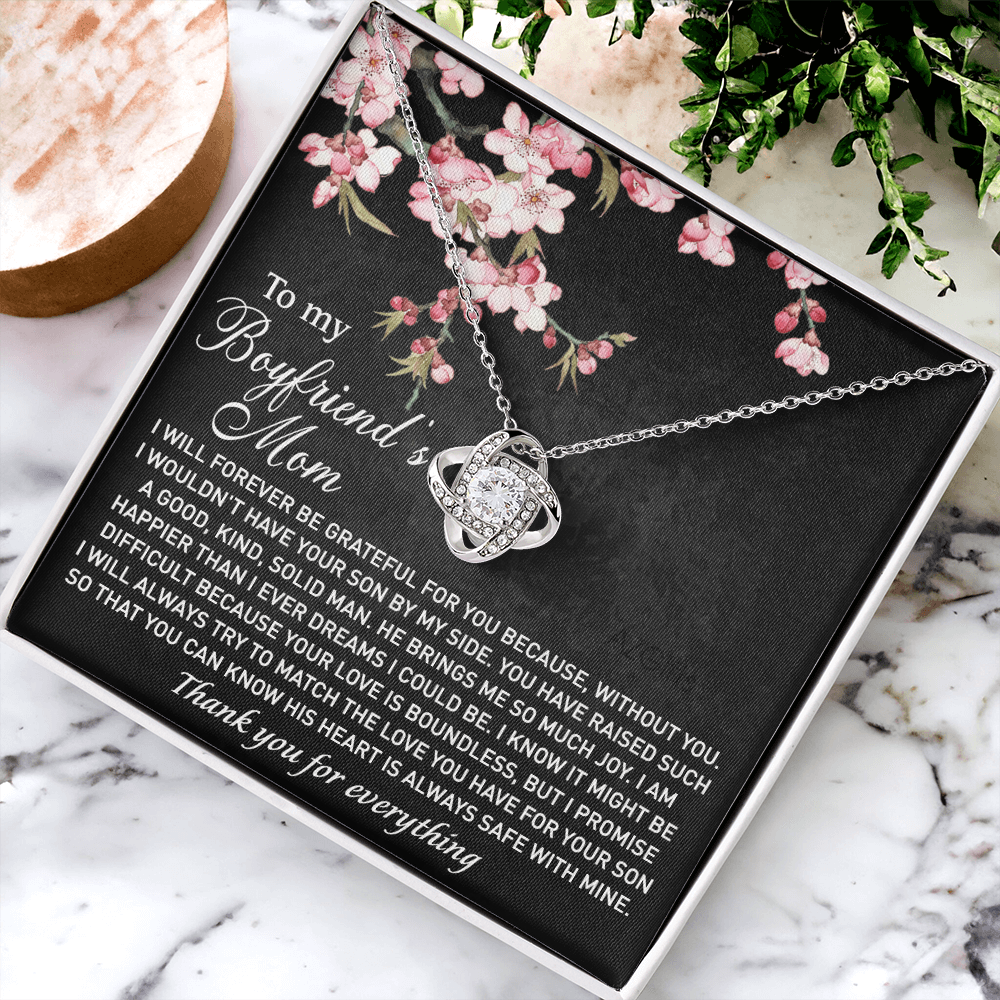 To My Boyfriend's Mom Necklace From Girlfriend, Gifts Necklace For Boyfriends Mom, Boyfriends Mom Love Knot Necklace Gift On Birthday Gift, Mothers Day, Christmas Anniversary, Jewelry For Women