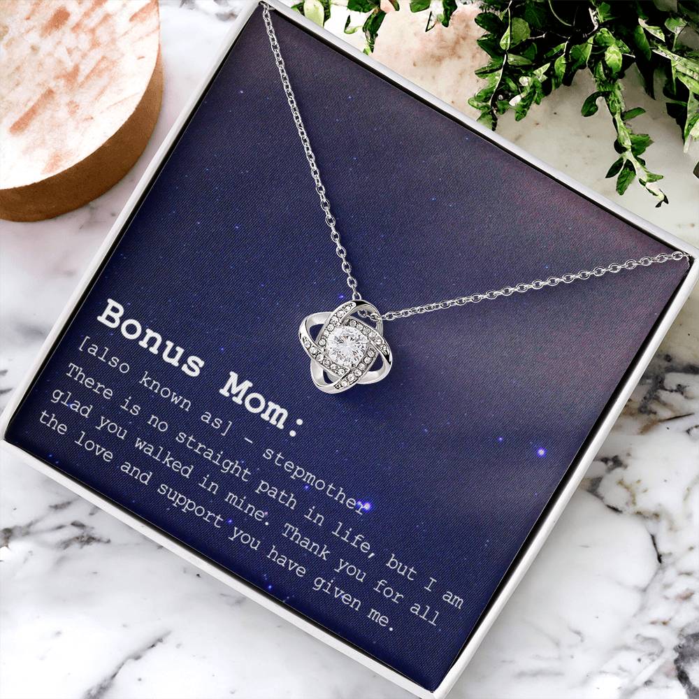 Step Mother Necklace, Daughter And Mother Necklace Gift For Mom, To My Bonus Mom Love Knot Necklace Gift From Daughter Bonus Mom Gift Necklace For Mom Stepmother Gift Necklace Jewelry Gift For Women