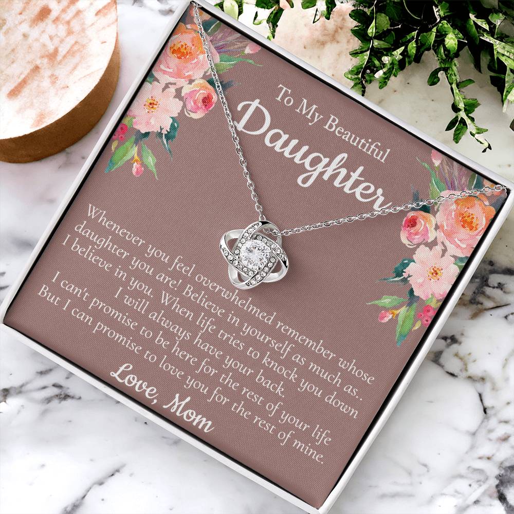 To My Beautiful Daughter Necklace From Mom With Thoughtful Card Box Gift, Necklace for Daughter from Mom Gifts Jewelry for Girls, Her Little Girl Necklace,  Mother To Daughter Gift Necklace