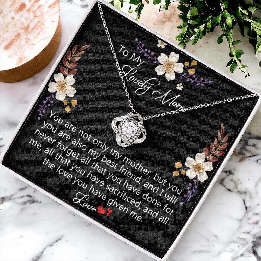 Lovely Mom Necklace, To My Mom Necklace From Daughter Gift For Mom On Birthday Gift Anniversary, Mother' Day Wedding Day Necklace Gift For Mom, Lovely Mom Jewelry Gift For Women, Mom Gift Necklace Love Knot Necklace 6323