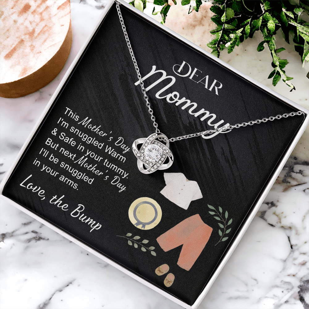 Dea Mommy Necklace, Mothers Day Gifts for Pregnant Wife, Happy Mothers Day Love Knot Necklace, Gift Necklace for Moms to Be, Mother To Be Mothers Day Pendant Gift, To My Mommy Necklace from Bump