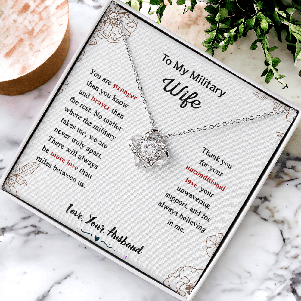 Military Wife Gift Necklace, Husband And Wife Love Knot Necklace, To My Military Wife Necklace From Husband - Necklace Gift For Wife, Jewelry Gift For Women, Soulmate Gift Necklace From Fiancee