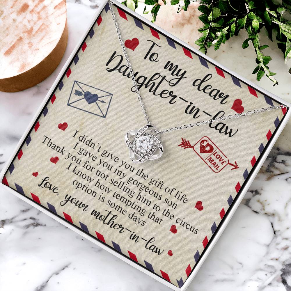 To My Dear Daughter-in-Law Gift Necklace From Mother In Law, Luxe Love Knot Necklace Gift Set, Necklaces For Girls, Little Girl Daughter In Law Gifts Necklace, Jewelry Gifts For Women Gifts