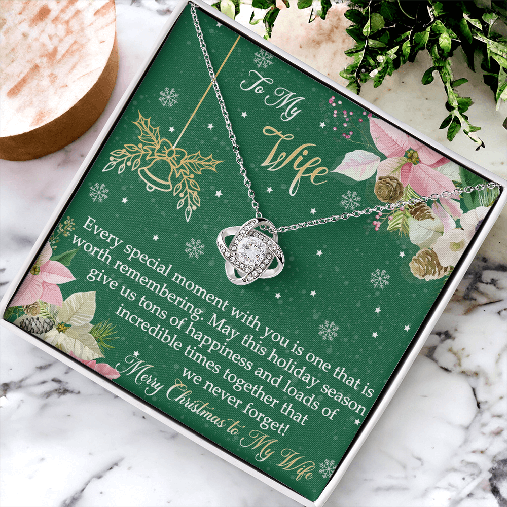 The Love Knot Gift For Wife, To My Wife Merry Christmas Necklace From Husband, Jewelry Gift For Women, Husband To Wife Love Knot Pendant, Merry Christmas To My Wife Gift Necklace On Christmas