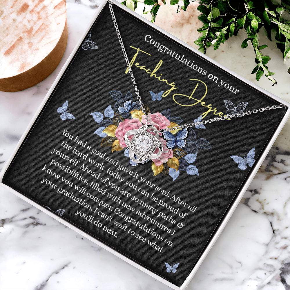 Teacher Degree Graduation Gift Necklace, Graduation Gift For Teachers, Congratulations On Your Teaching Degree Necklace, New Teacher Gift Necklace On PhD Graduation Gift Class of 2026 Graduating