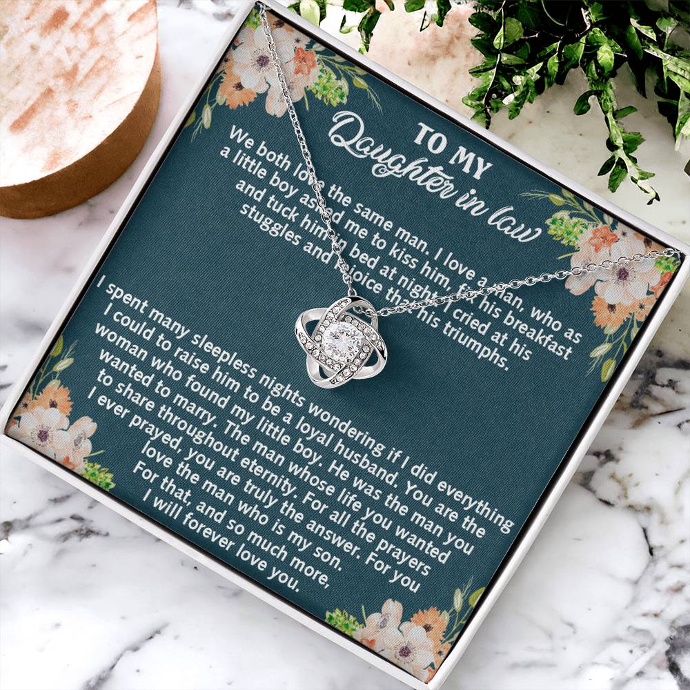 Mother And Daughter -  Daughter in Law Love Knot Necklace, To My Daughter Daughter-in-Law Necklace From Parent Gift On Birthday Gift, Graduation Gift Christmas, We Both Love The Same Man Necklace