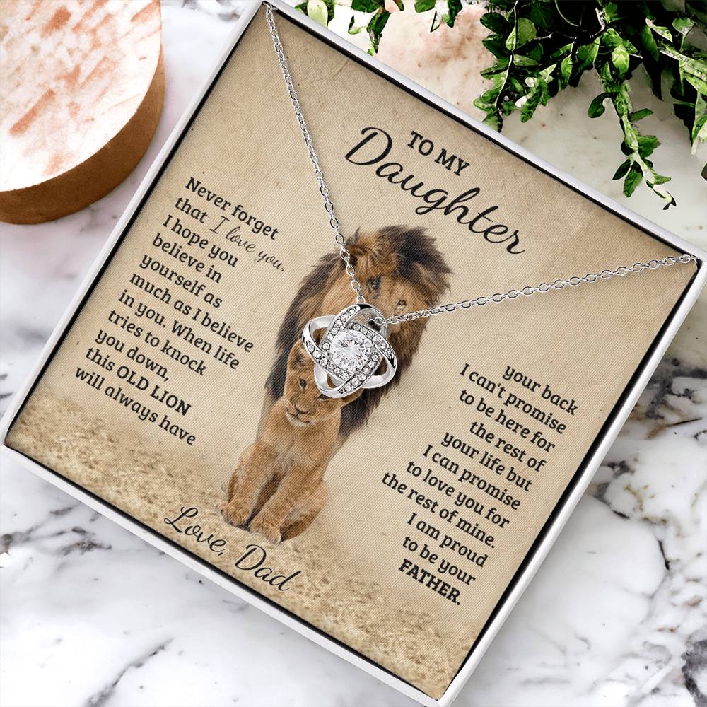 To My Daughter Gift Necklace from Dad Old Lion Your Back Believe Rest of Mine Personalized Chain Necklace Jewelry for Women Birthday Valentine Mother Jewelry Gift For Girls, Little Girl