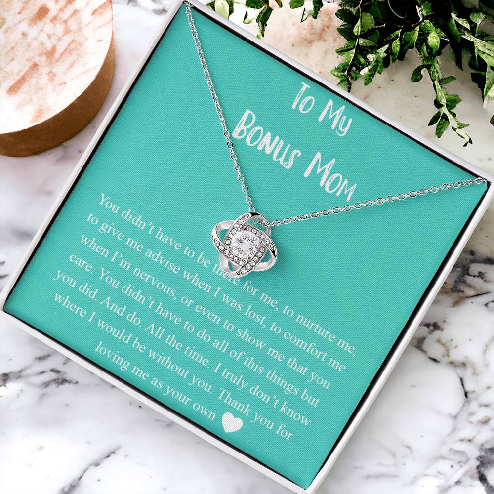 To My Bonus Mom Necklace, Mother's Day Gift for Step Mom, Love Knot Necklace