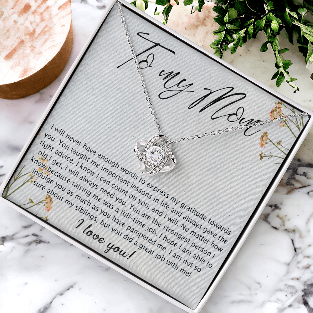 Mom Gift Necklace, To My Mom Love Knot Necklace Gift From Daughter Son Gift For Mom, Mother And Daughter Gift Necklace Personalized Gift Necklace For Mom Pendant, Love Knot Necklace Gift For Women