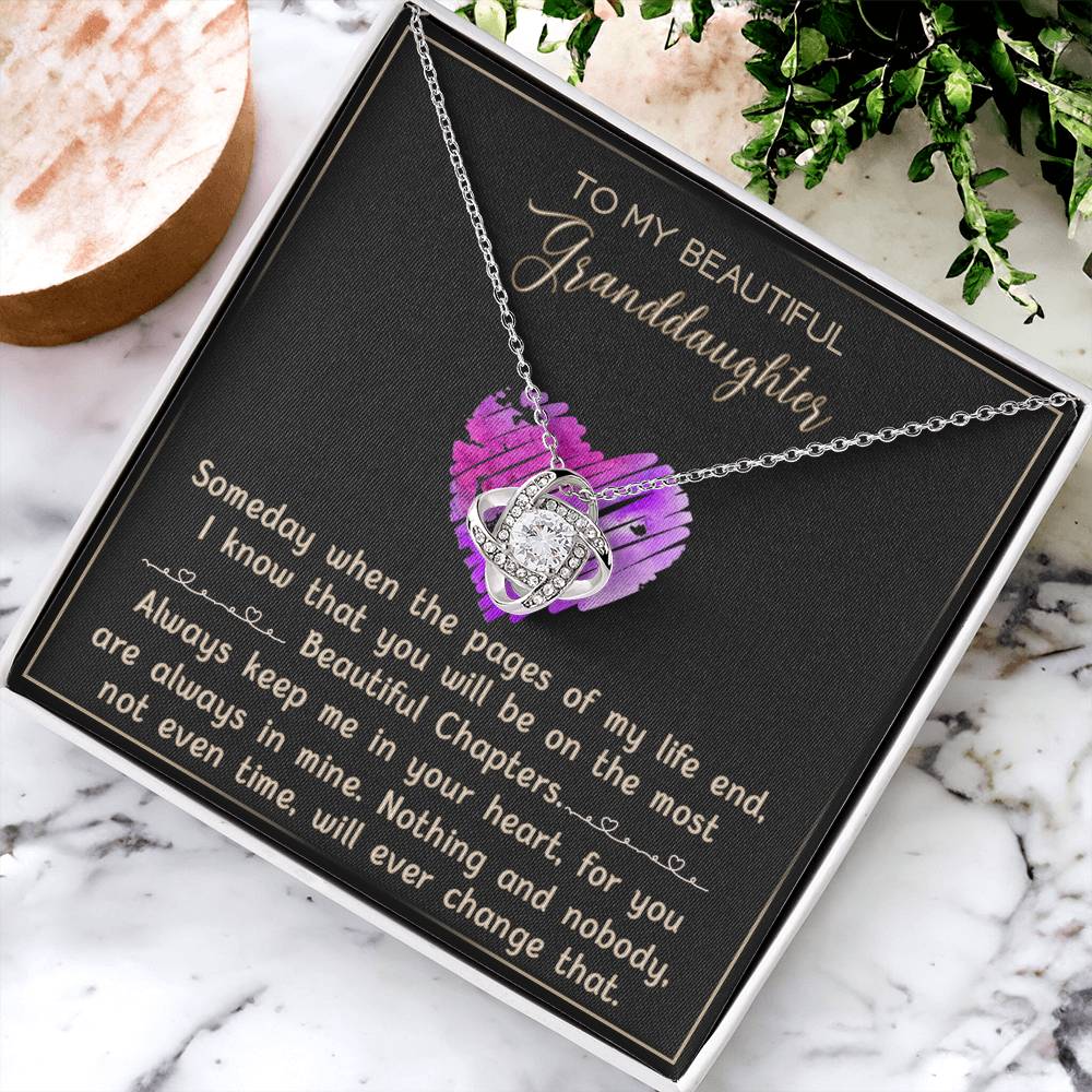 Granddaughter And Grandma Necklace, Gift Necklace For Granddauhter - To My Beautiful Granddaughter Necklace From Grandma, Love Knot Necklace For Granddaughter, Beautiful Granddaughter Necklace