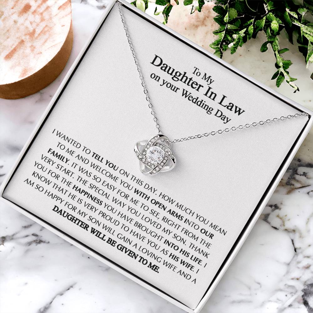 To My Daughter-In-Law On Your Wedding Necklace From Mother In Law, Daughter In Law Gift On Wedding Day, Future Daughter In Law, Bride Gift From Mother In Law - Jewelry Gift For Girls, Little Girls