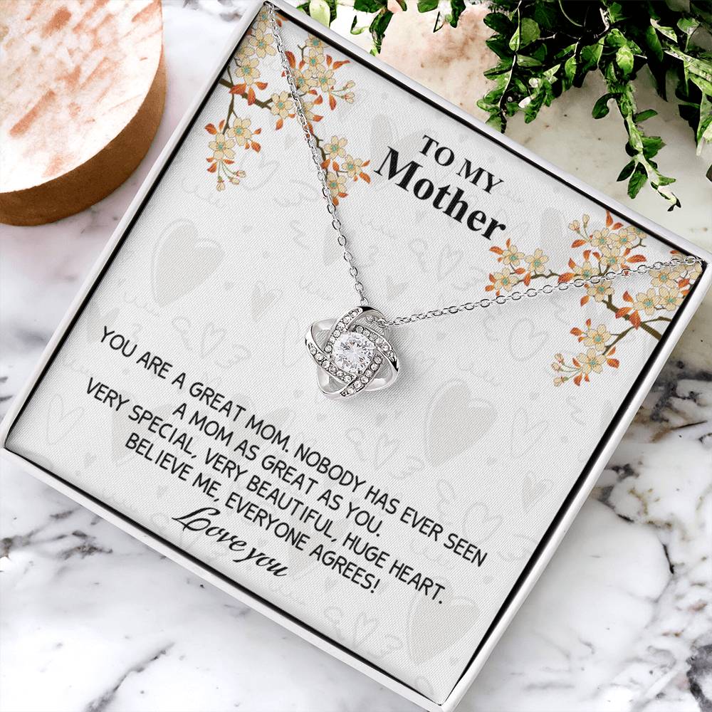 Great Mom Necklace, To My Mother Necklace From Daughter, The Love Knot Necklace Gift For Mom, Jewelry Gift For Women, Mother And Daughter Gift Necklace I Love You From Daughter To Mom Pendant Love Knot Necklace 6323