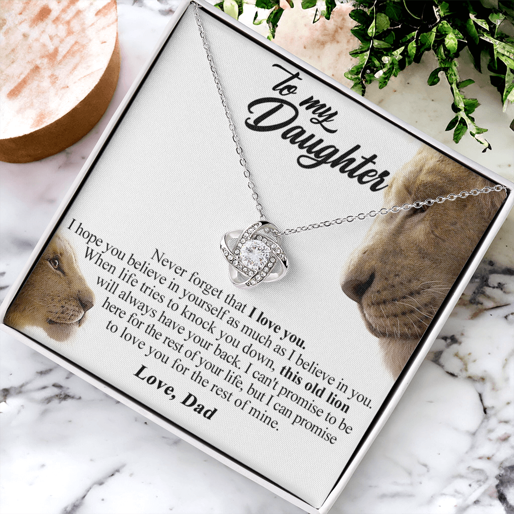 Daughter and Bonus Daughter Gift Necklace, To My Daughters Necklace Love Knot Jewelry Gift From Dad Step Dad Mom Step Mom For Birthday, Graduation Gift, Thanksgiving and Christmas For Daughter
