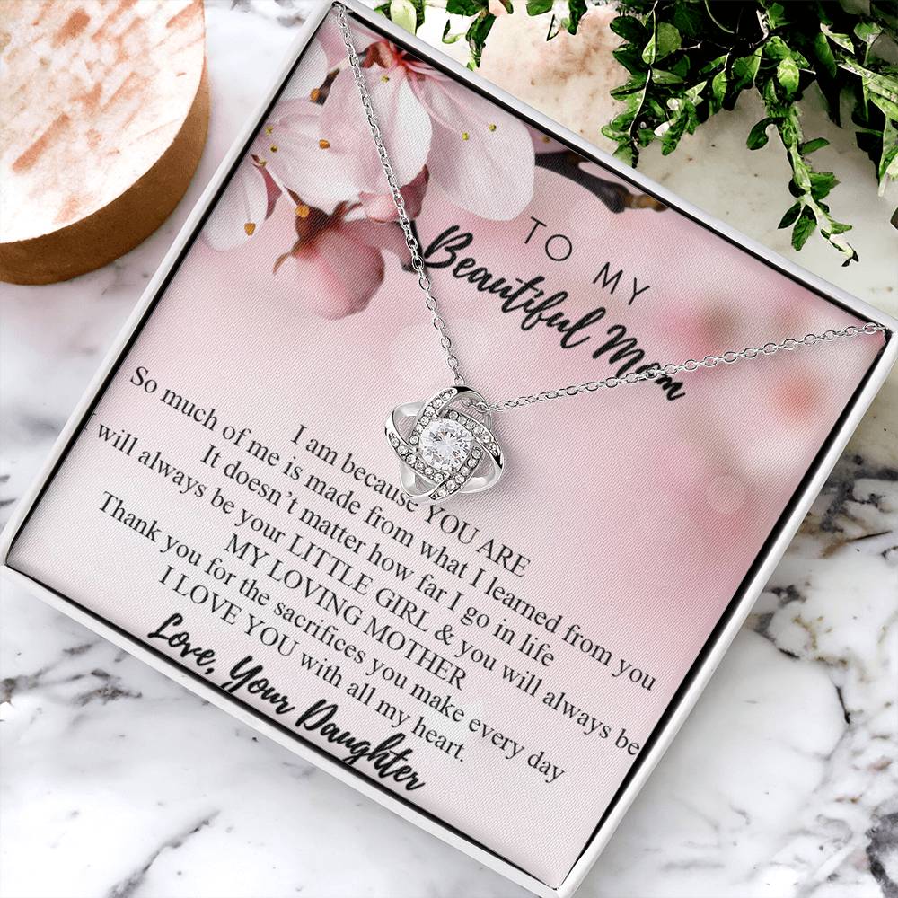 To My Beautiful Mom Necklace Mother's Day Gift Jewelry for Mom Daughter Mom Gift