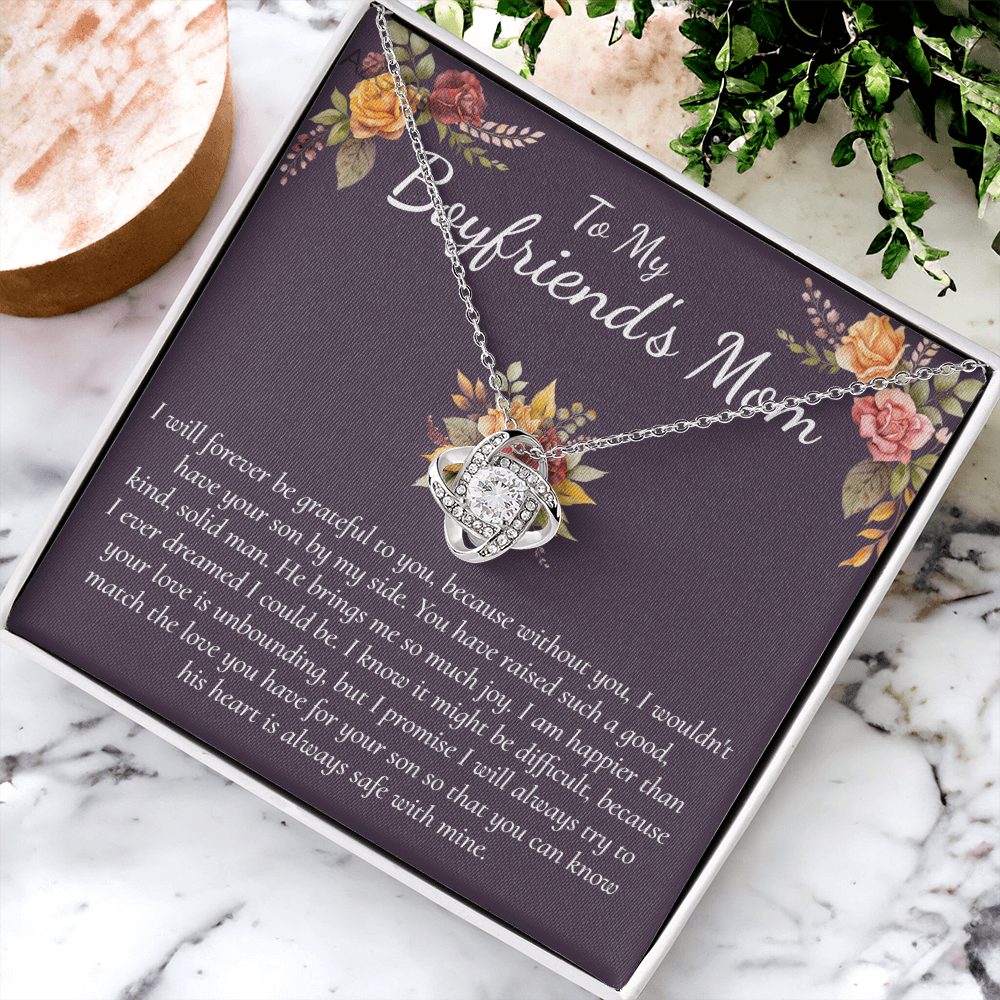 To My Boyfriends Mom Necklace From Girlfriend, Gifts Necklace for Boyfriend's Mom, Thank You Gift Necklace For Boyfriend's Mom, Boyfriends Mom Love Knot Necklace For Her, On Mothers Day, Christmas