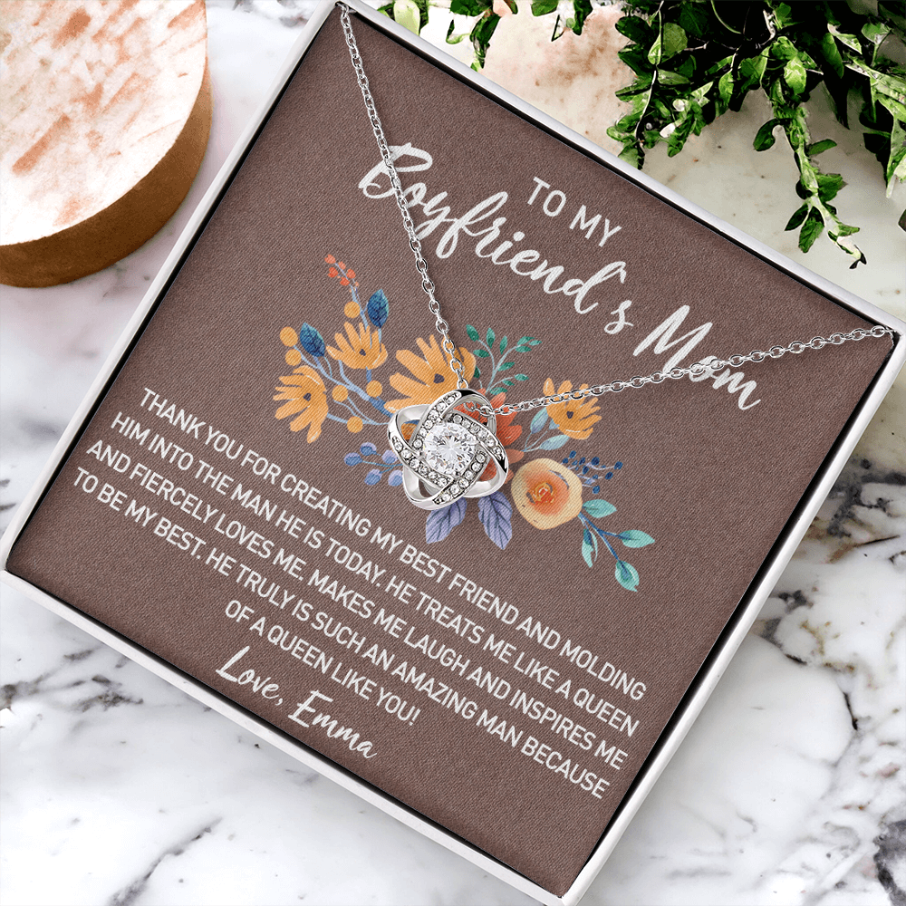 To My Boyfriend Mom Necklace From Girlfriend,  Pendant For Boyfriend's Mom Gift Necklace, Love Knot Necklaces For Boyfriends Mom Gift On Christmas, Mothers Day For Boyfriend Mom, Jewelry For Her