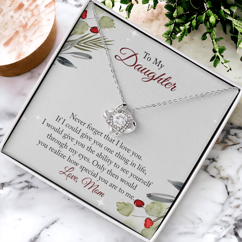 To My Daughter Necklace From Mom, Christmas Necklace with Message Card and Gift Box For Daughter, Mother And Daughter Necklace Gift On Birthday Wedding Graduation Gift Never Forget Necklace