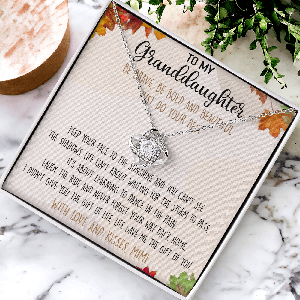Love Knot Necklace For Granddauhter - To My Granddaughter Necklace From Grandma, Granddaughter Gift Necklace Mimi To Granddaughter Be Brave, Be Bold And Beautiful Necklace With Love And Kisses
