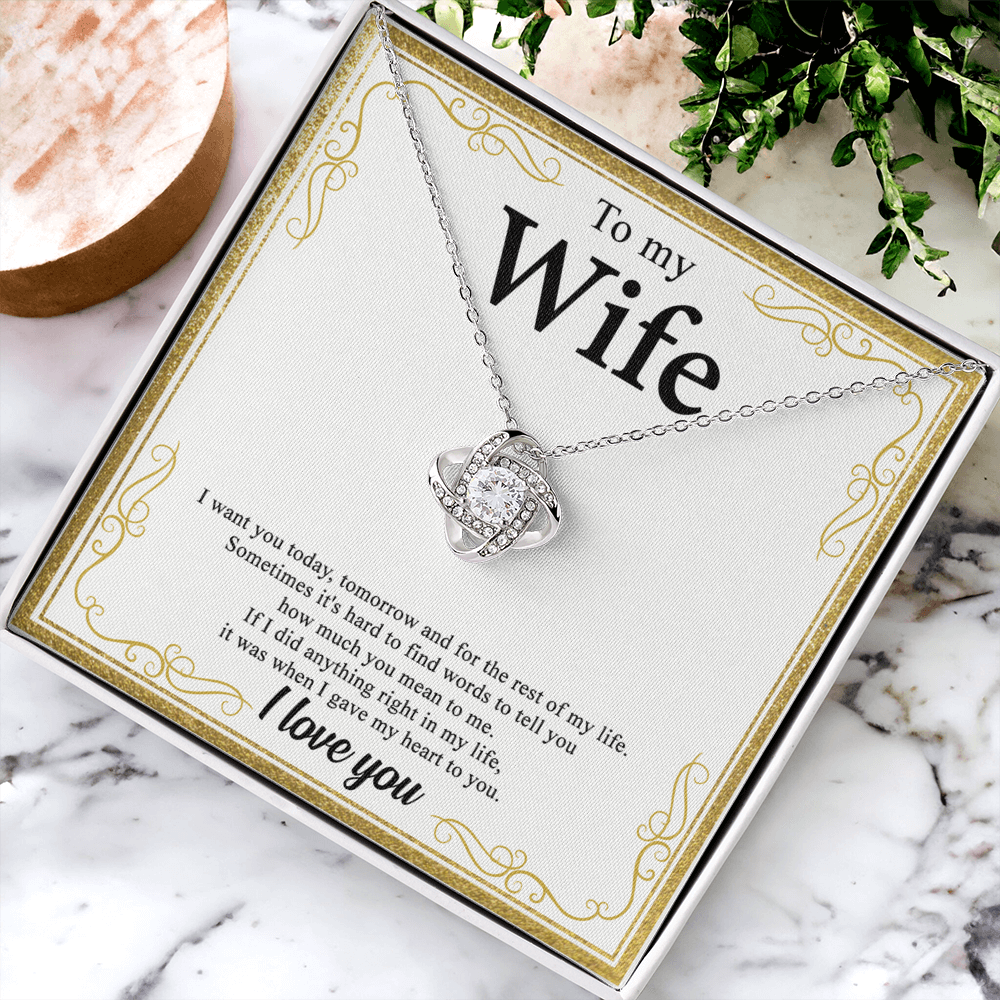 To My Wife Necklace From Husband My Heart To You Necklace Gift For Wife, Wife Gift Necklace, Husband To Wife Gift Love Knot Pendant Gift From Men Jewelry Gift For Women Soulmate Gift Pendant