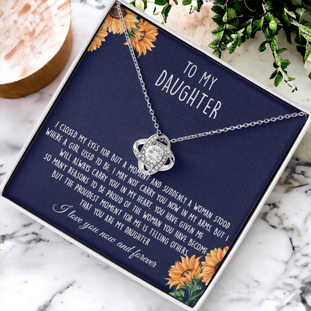 Gift Necklace For Daughter, To My Daughter Love Knot Necklace From Mom - I Love You Now And Forever Necklaces For Daughter From Mom And Dad Daughter Necklace,vSuddenly A Woman Jewelry Gift For Girls