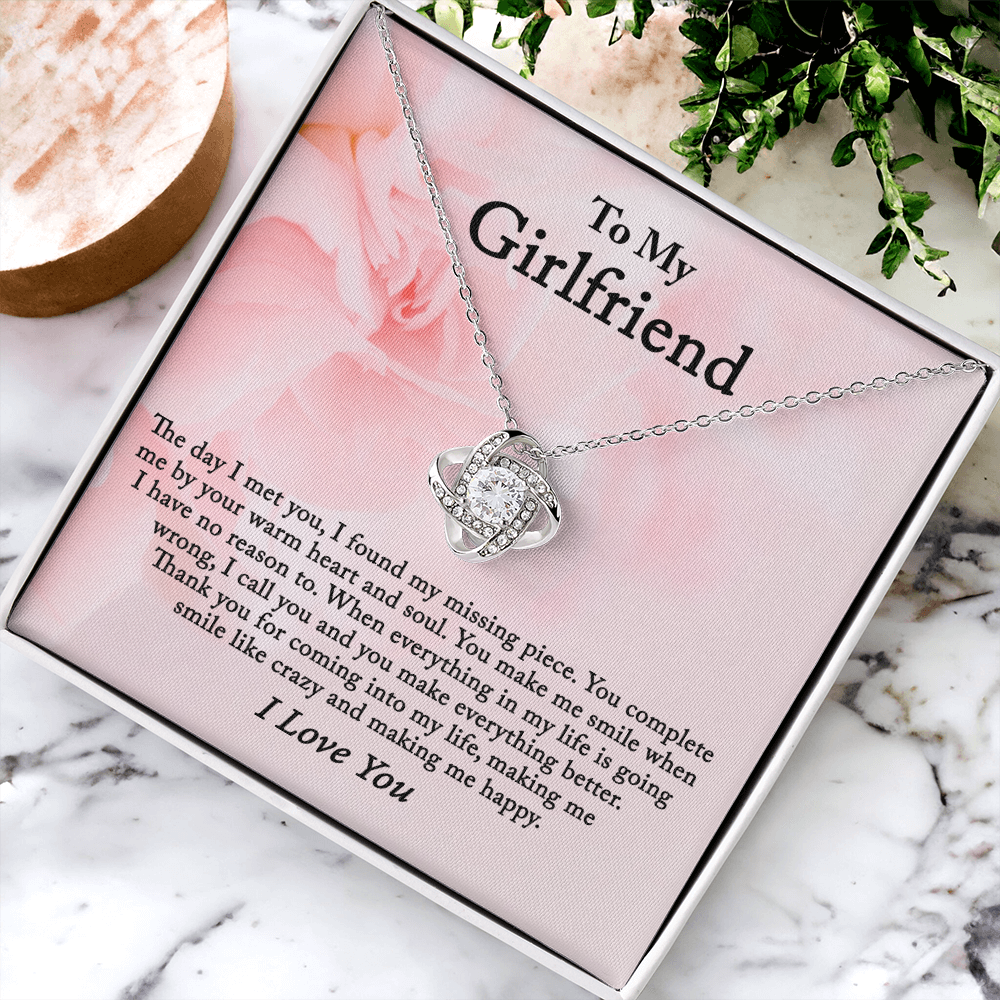 To My Girlfriend Necklace From Boyfriend, Husband, Gift Necklace For Girlfriend Love Knot Pendant Gift For Girlfriend, Soulmate Necklace To Girlfriend Jewelry Gift For Girls Making Me Smile Necklace